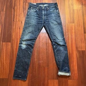 Wallace Barnes Jeans 29x32 Blue Dark Wash Selvedge Honeycombing USA 32x32 READ*